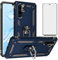 Phone Case for Huawei P30 Pro with Tempered Glass Screen Protector Cover Stand Ring Rugged Silicone Holder Hard Shockproof Heavy Duty Accessories Magnetic Metal huewai Hawaii Hwauei P 30 30pro Blue