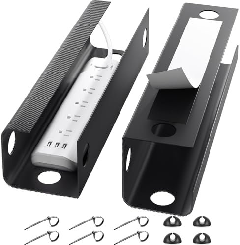 Yecaye 2 Pack Cable Management Under Desk, 31.5 in Under Desk Cable Management Tray,Cord Hider,Cord Organizer, No Screw No Drill Wire Management for Office and Home, Black