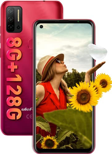 Ulefone Android 11 Smartphone Offerta, NOTE 11P 4G Cellulare, Helio P60 Octa-core 8GB+128GB, DUAL SIM+Dedicata SD Estensione 2TB, Fotocamera Quattro 48MP, Impronta Digitale,Schermo HD+ 6,55’’,Rosso