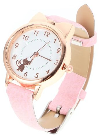 UKCOCO Enfants Montres Mignon Chat Conception Bracelet À Quartz Montres Bracelet en Cuir Analogique Bracelet À Quartz pour Les Filles Étudiants Montre Chat Enfant Fille