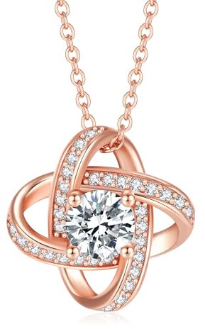 Jrêveinfini Collier Femme Or Rose Argent 925, Personnalisé Pendentif Collier Trefle Maman Mere Fille Amitié Mariage Bff, Bijoux Cadeau Femme Fete des Meres Anniversaire Noel Maman Mamie Soeur
