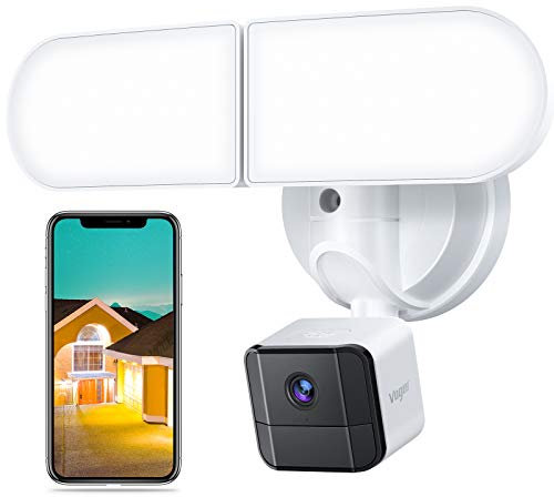 Voger Floodlight Camera HD Security Camera Outdoor with PIR Motion Detect, Two-Way Talk and Siren Alarm | No Monthly Fees, White, 1 Count (Pack of 1), MF820