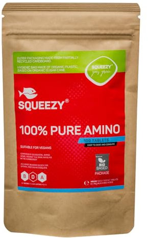 Squeezy 100% Pure Amino Tablets | Eiweiß Protein Tabletten | 8 essentielle & sehr gut verwertbare Aminosäuren (EAA) | Regeneration nach dem Sport, Vorbeugung gegen Muskelkrämpfe & Schmerzen