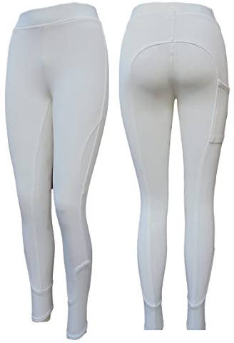 Pantaloni da equitazione in silicone per bambini con tasca per bambini Jodhpurs Jods, bianco, 26W