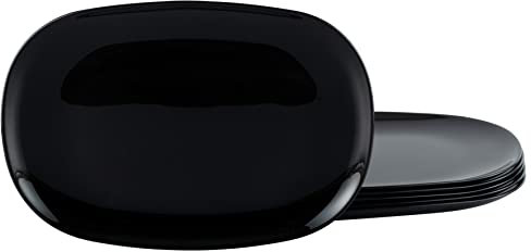 CreaTable, 23792, Serie ITALIEN PARTY black, 6-teiliges Geschirrset für 6 Personen, Burgerteller aus Opalglas, spülmaschinen- und mikrowellengeeignet, Made in Europe