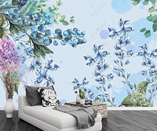 Handgezeichnete Beeren Blaubeere Wandbild Tapete Wanddekoration fototapete 3d Vlies wandbild Schlafzimmer-150cm×105cm