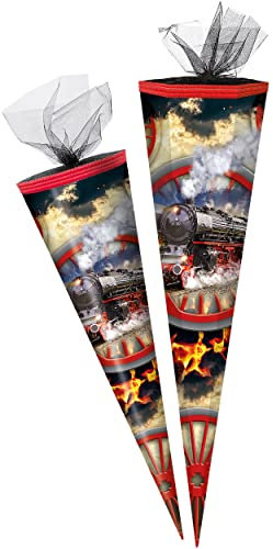 alles-meine.de GmbH Schultüte - Eisenbahn/Dampflok 50-85 cm Größe wählbar Zuckertüte - Tüllabschluß - eckig/rund - Jungen - klein & groß - Geschenktüte - Schulanfang ..