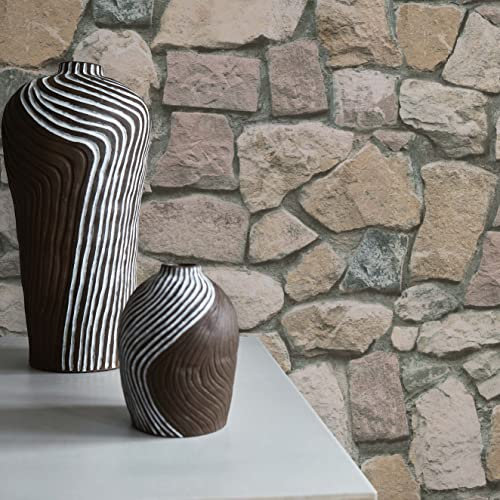 TADESSI Tapete Steinoptik Vicco M1-No.848 Papiertapete Grau Creme Steintapete für Wohnzimmer Schlafzimmer Küche