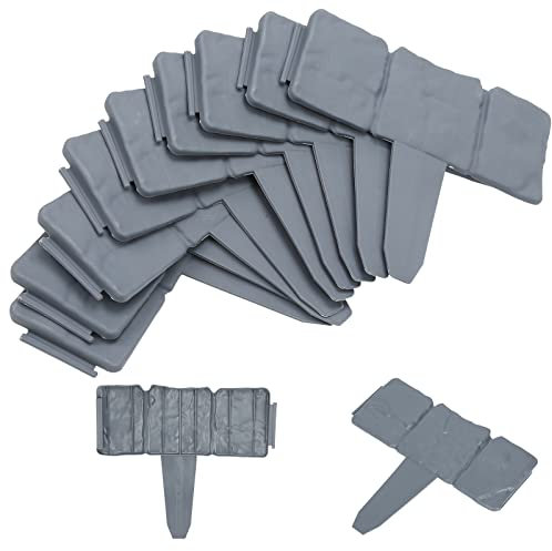 Gimisgu Rasenkante Kunststoff 5M Grau 20 Stücke Beeteinfassung Steinoptik Garden Border aus Polypropylen Mähkante Beetumrandung Palisade Garten dekorativ 1 Element BxHxT: 25x23x1 cm