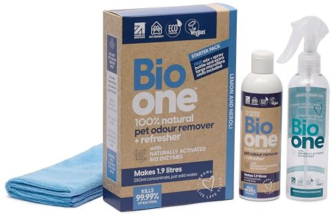 Pet Stain & Odour Remover - Enzyme Cleaner - Makes 8x 250ml Bio One Bottles,Natural & Safe Cleaner Pets Urine Neutraliser, Odour Eliminator. Enzymatic Cleaners For Pets, Dog, Cat Pee, Carpet & Fabric
