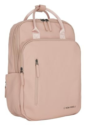 New Rebels William Milwaukee 18L Rucksack - 15,6-Zoll-Laptopfach mit wasserdichtem Reißverschluss - Gepolsterte Rückengurte - Stiftfach an der Vorderseite - Wasserfestes Material - Altrosa