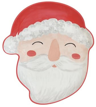 Easy Life Cofanetto piatto di servizio a forma di testa, motivo: Babbo Natale, 22 x 25 cm, in PORCELLANA JOYFUL SANTA