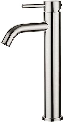 Ibergrif M11203A Rubinetto Bagno Classico, Miscelatore Monocomando Lavabo, Rubinetto Lavabo per Acqua Calda e Fredda, Acciaio Inossidabile Spazzolato