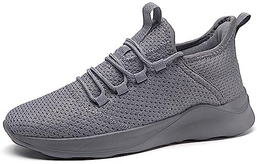 AZSDXS Laufschuhe Herren Atmungsaktive Sportschuhe Sneaker Turnschuhe Running Schuhe Straßenlaufschuhe Tennisschuhe Leichte Joggingschuhe Freizeit Trainingsschuhe fitnessstudio Hellgrau 41