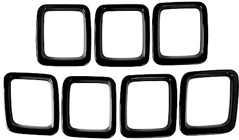 Toworldit - Set di 7 accessori esterni per paraurti anteriore dell'auto, in ABS, griglia centrale, copertura decorativa per telaio compatibile con Jeep Compass 2017-2020 (nero)