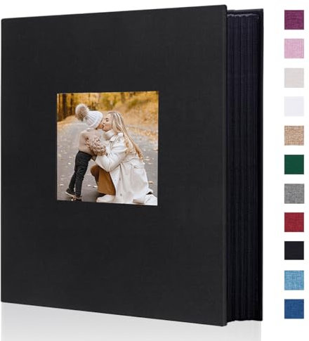 Miaikoe Photo Album 6x4 400 Pockets Slip in Large Capacity Album for Family Wedding Anniversary Linen Album Book Holds 400 Vertical 10x15cm Photos(400 Pockets, Black)