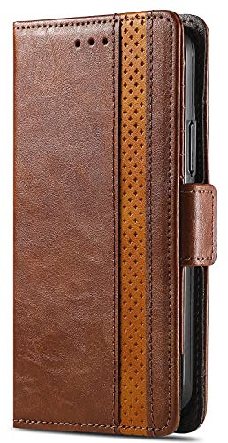 Wuhaizher iPhone 15 Case, Shockproof Premium PU Leather iPhone 15 Phone Cases for Men [TPU Inner Shell][RFID Blocking][Card Holder] Flip Wallet Cover Compatible with iPhone 15, Brown
