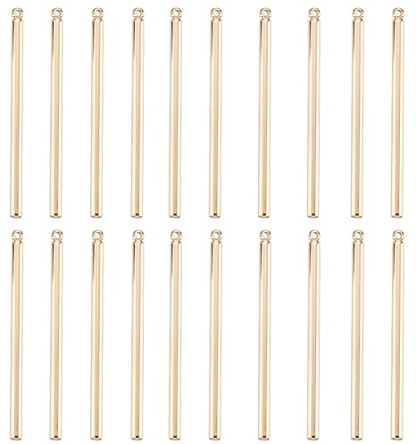 Beebeecraft 1 Box 30 Stück Goldbarren-Charms 18 Karat Vergoldetes Messing Stabstreifen Lange Vertikale Charms Mit Loch Für DIY-Ohrringe Halsketten Schmuckherstellung