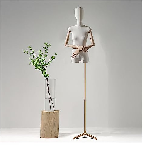 schneiderpuppe Schneiderpuppe Damenbüste Weiblich Schaufensterpuppe Mit Verstellbarem 56-80Höhenständer, Schneiderbüste Mit Abnehmbar Kopf Und Holzhänden Für Bekleidung Display for Clothing Shop Dre