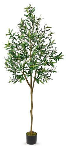 Oairse Ulivo artificiale da 182 cm, pianta decorativa con frutti di ulivo e foglie di seta, grande pianta finta per interni ed esterni, casa, ufficio, soggiorno, camera da letto, bagno, decorazione
