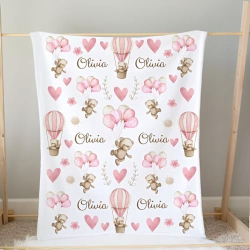 UOOYAA Babydecke Kuscheldecke Krabbeldecke Premium Babybettwäsche Flanell Decke mit Namen und Datum, Personalisiertes Geschenke für Kinder