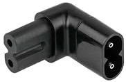 kabelmeister Stromadapter Stecker C8 an C7/Euro 8 Buchse, Oben/unten abgewinkelt, schwarz