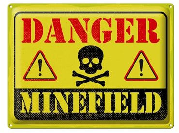 Blechschild 40 x 30 cm Dangers Mine Field Totenkopf - DekoNo7