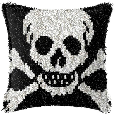 YOOTOM Knüpfhaken Kissen Kits für Kinder,DIY Knüpfteppich Zum Selber Knüpf-Sets Kissenbezug Teppich Stickerei Set, Latch Hook Pillow Kits 43x43cm