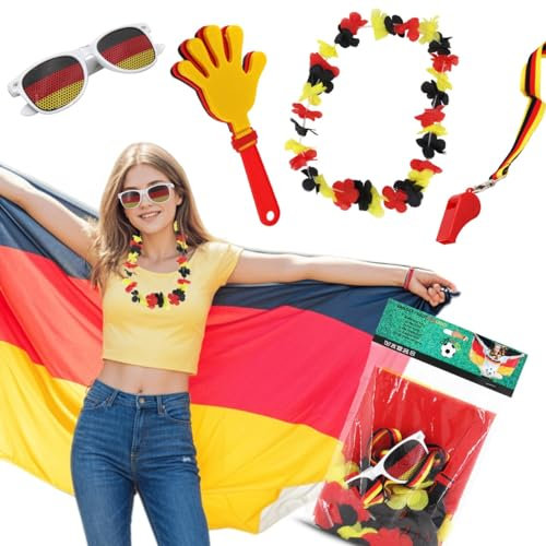 DRELLICS Deutschland Fanpaket: 5-teiliges Fan Set für Fußball & Handball Dart Volleyball Champion – Perfektes Fanset für alle Sportarten