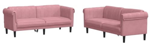 vidaXL Sofagarnitur 2-TLG., Couch Sofa für Wohnzimmer, Loungesofa Polstersofa mit Stützbeinen, Couchgarnitur Sitzmöbel, Modern, Rosa Samt