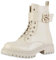 VAN HILL Damen Schnürstiefeletten Blockabsatz Schnallen Trendy Schuhe 216102 Beige Lack 40