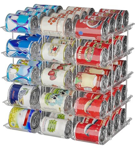 STORICANS Can Storage Organiser for Pantry,Adjustable Height and Width Canned Goods Organiser, Soup Can Organiser Holds Up to 60 Cans Food Dispenser Holder for Fridge,Kitchen Cabinet,5 Tier(3 * 5)