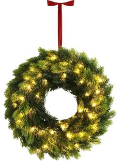 LED Türkranz Wandkranz Kunststanne Ø 38 cm 48 LED Timer Batteriebetrieb