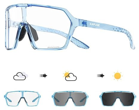 KAPVOE Gafas Fotocromáticas TR90 para Ciclismo y Running - Deportivas UV 400 para Bicicleta Montaña MTB BTT - Para Hombre y Mujer K335