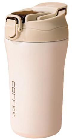 14oz Insulated Stainless Steel Coffee Cup with Straw, Leak-Proof BPA-Free Travel Mug for Hot and Cold Drinks, Portable Double-Wall Water Bottle with Silicone Base (White)