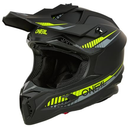 O'NEAL C-SRS Motocross Helm SOLID Schwarz/Neongelb (Größe XXL) – ECE 22.06 zertifiziert, robuste ABS-Schale, effizientes Belüftungssystem & herausnehmbares, waschbares Innenfutter