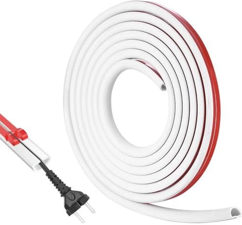Mini Kabelkanal Selbstklebend, 3 Meter Kabelkanäle, Flexible Kabelabdeckung Wand Decke,Kabelbrücke Boden, Halbrund Kabel Kanal Weiß Flach für Kabel Verstecken von 1 Kabelschutz Kabelschacht Weiss