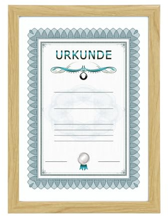 IDEAL TREND Prestige Frame Hochwertiger Rahmen für anspruchsvolle Dokumente Urkunden und Fotos: Farbe: Natur | Format: A4