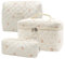 Lot de 3 Trousses de Toilette pour Femme avec Motif Floral - Trousse de Maquillage Portable - Grande Trousse de Toilette pour Femme et Fille - pour Le Quotidien et Les Voyages (Petites Fleurs)