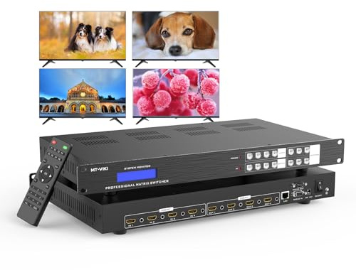 MT-VIKI 4x4 8K UHD HDMI 2.1 Matrix Switcher with Audio De-embedder, 8K@60Hz and 4K@120Hz, EDID, RS232, LAN Port, APP (4 in 4 Out)