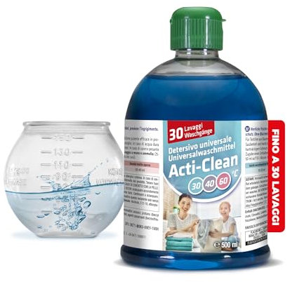 Wimex Acti-Clean Waschmittelkonzentrat Set mit Dosierball - 30 Waschgänge Sparset - ECO Formel mit Premium Spender Made in Italy - 500 ml