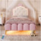 Seyakany Lit rembourré,lumière d'ambiance avec télécommande,Cadre de lit Enfant 90x200,lit 90x200 avec sommier à Lattes,PU,Rose(sans Matelas)