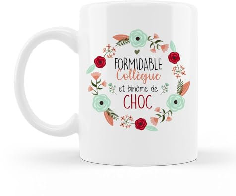 Mug céramique imprimé Formidable collègue et binôme de choc, cadeau pour une collègue de travail