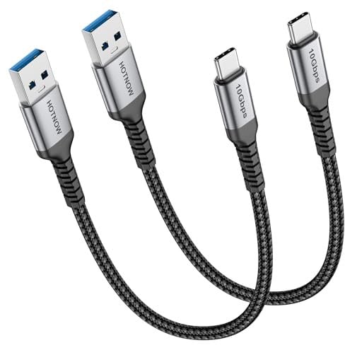 HOTNOW Android AUTO Cable USB 30cm 2 piezas, Corto 0,3m Cable C USB carplay, compatible con la sincronización de datos usb3.1 de 10 Gbps y la carga rápida 3a, adecuado para iPhone 15, Galaxy s25, SSD