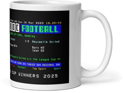 Newcastle utd ceefax teletext Carabao Cup 2025 Winners Mug, Cup