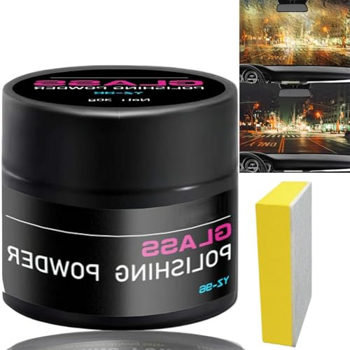 Glass Polishing Powder Kit With Sponge - Scratch Remover and Repair Kit for Windshield, Car Window Screen Cleaner, High Grade Powder for Glass Cleaning