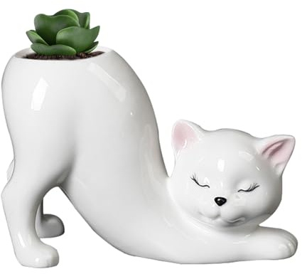 Genérico Pot de Flores de Columna de Cola de Gato Linda Linda, Maceta de Gato, para Plantas hidroponicales, decoración de Bodas de jardín en el hogar