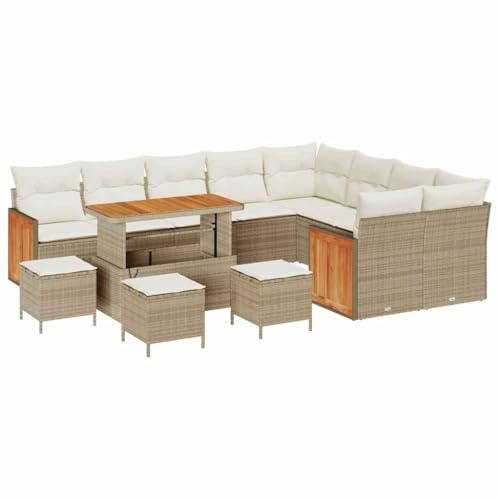 vidaXL Großes Ecksofa Set mit Kissen | UV-beständiger Rattan 5-Sitzer für den Außenbereich, modernes Outdoor-Sitzmöbel inklusive Kaffeetisch, perfekt für Gärten, Terrassen und Balkone.