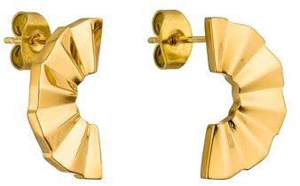 Purelei® Fan Ohrhänger, Ohrringe – Statement Ohrstecker im Fecher-Design mit Zirkonia – Edelstahl 18K vergoldet – 18 x 9,8 mm – Glänzendes Finish – Gold/Silber/Roségold (Gold)