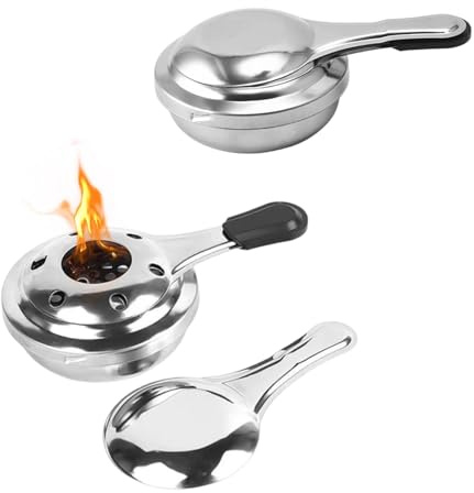 Dulynva 2 Pezzi Bruciatore per Fonduta Mini Fornello ad Alcool in Acciaio Inox Bruciatore ad Alcool Quemadores Portatile Stufa ad Alcool para Senderismo Camping Riscaldamento di Alimenti (Argento)